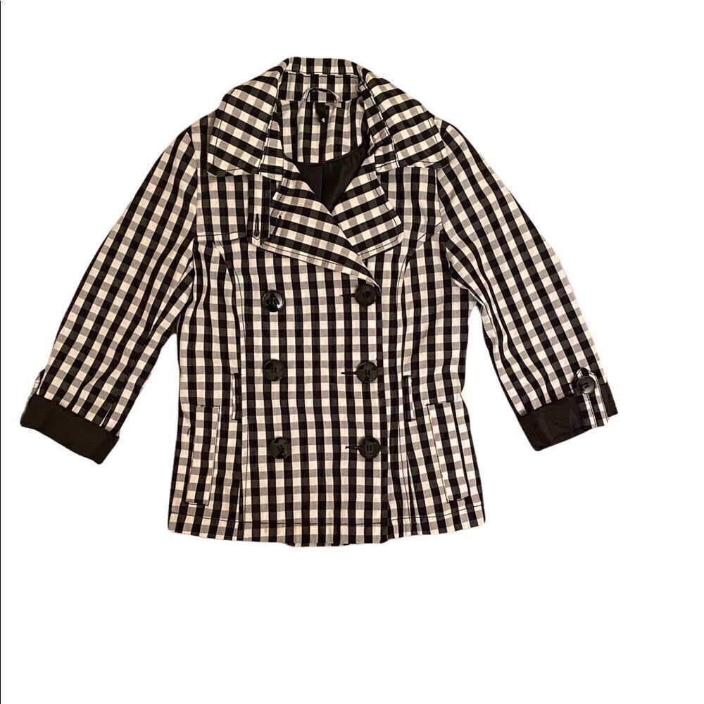 Divided‎ Blazer Women’s Size 4 Black White Gingham Double Breasted Jacket